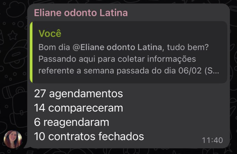 Resultado real de clínica parceira 3